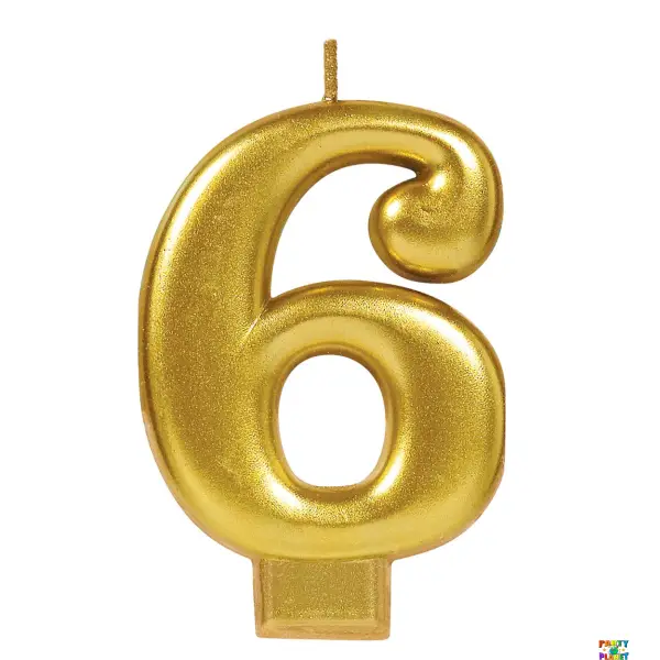 Numeral #6 Metallic Candle - Gold