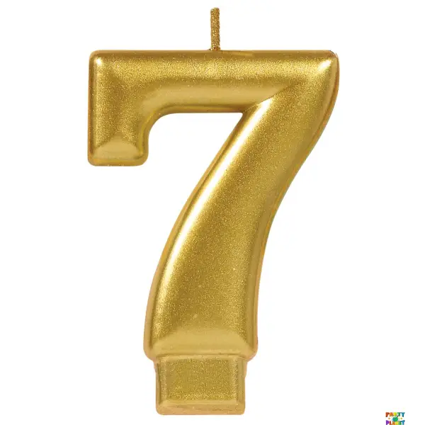 Numeral #7 Metallic Candle - Gold