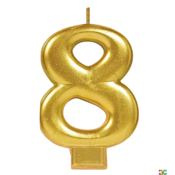 Numeral #8 Metallic Candle - Gold
