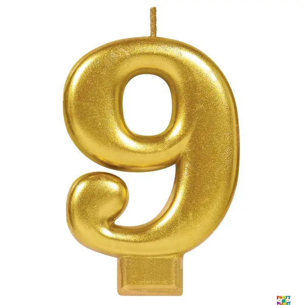 Numeral #9 Metallic Candle - Gold