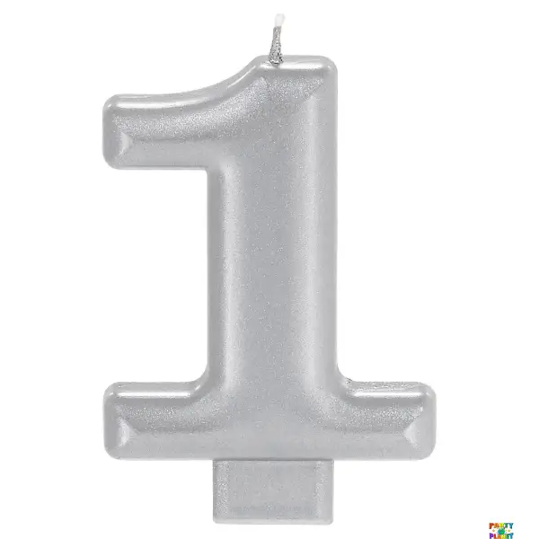 Numeral Metallic Candle #1 - Silver*