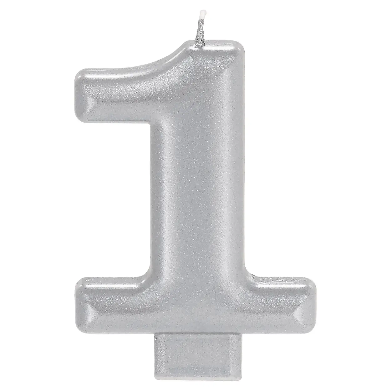 170577-2.jpg Numeral Metallic Candle #1 - Silver* - Image 1