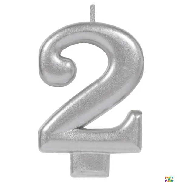 Numeral Metallic Candle #2 - Silver