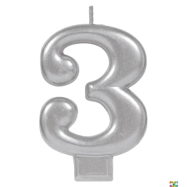 Numeral Metallic Candle #3 - Silver
