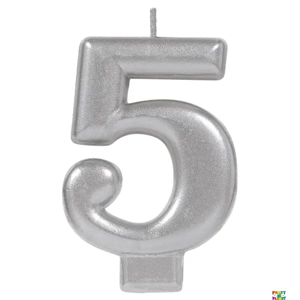 Numeral Metallic Candle #5 - Silver