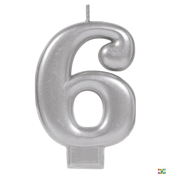 Numeral Metallic Candle #6 - Silver*