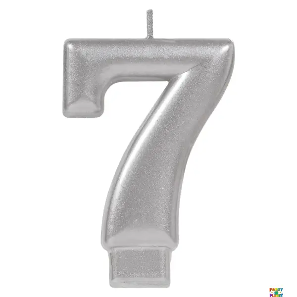 Numeral Metallic Candle #7 - Silver*