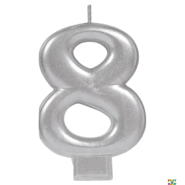 Numeral Metallic Candle #8 - Silver