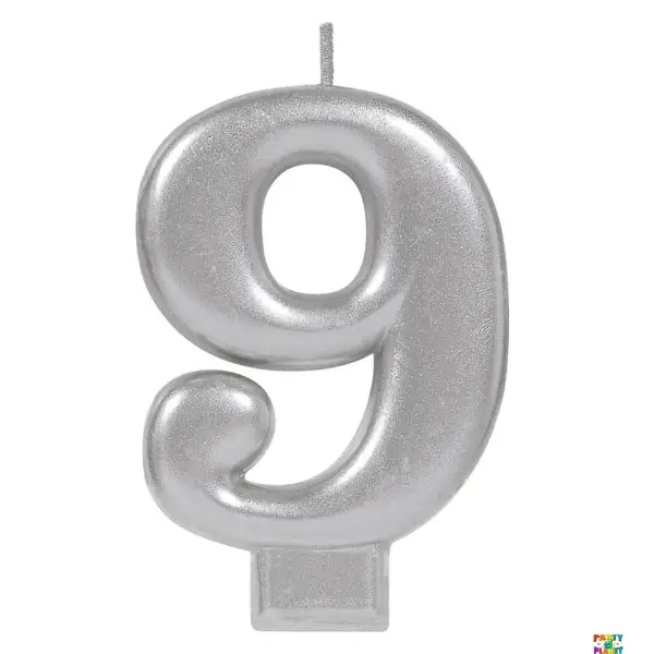 Numeral Metallic Candle #9 - Silver*