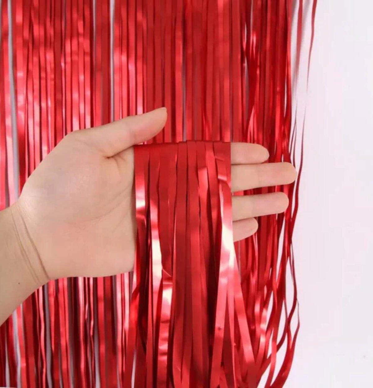 RED FOIL FRINGE DOOR CURTAIN