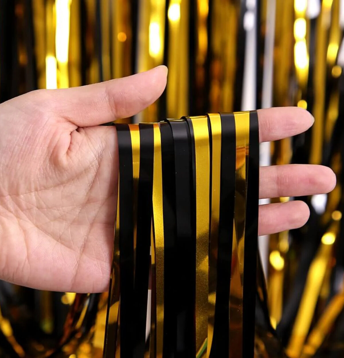 Black and Gold Foil Curtain