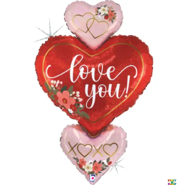 30" Floral Love Heart Trio Balloon #371
