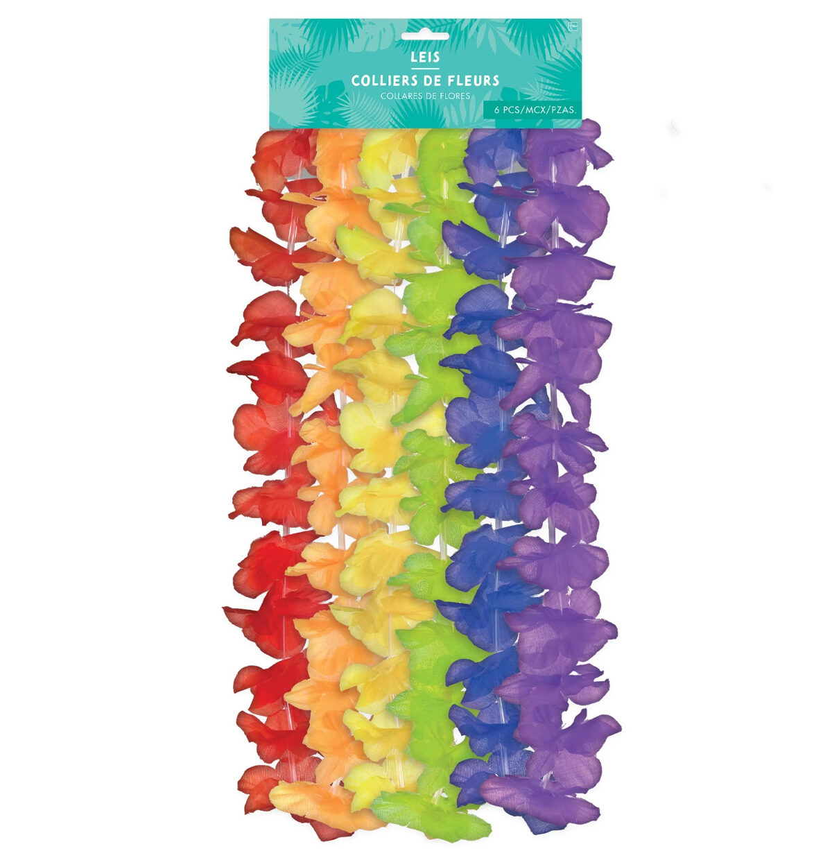 Floral Value Pack Rainbow Leis 6 Pcs