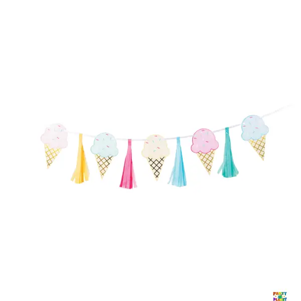 FOIL ICE CREAM BANNER SHAPE TASSEL 1CT