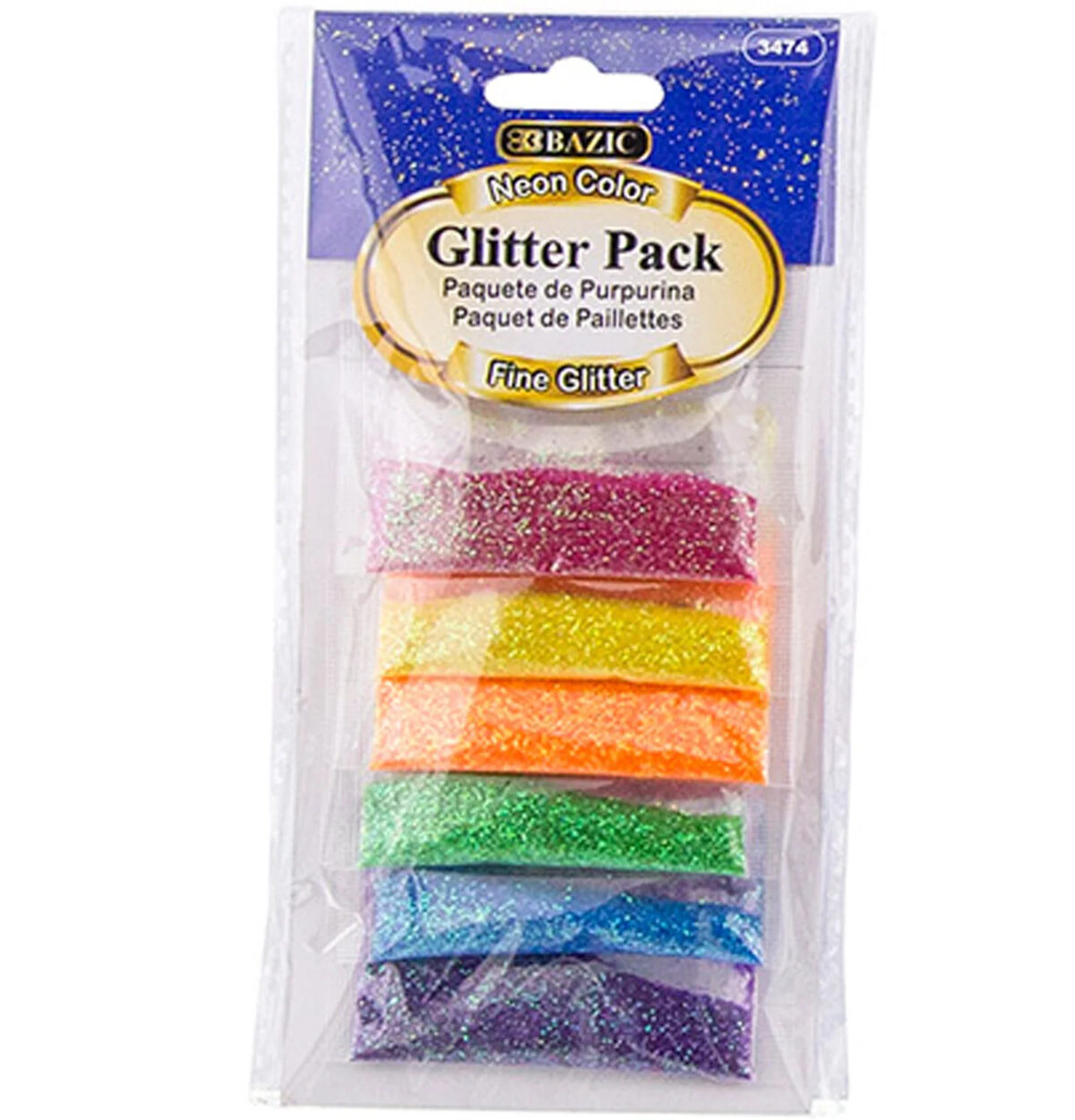 BAZIC 2g 6 Neon Color Glitter Pack