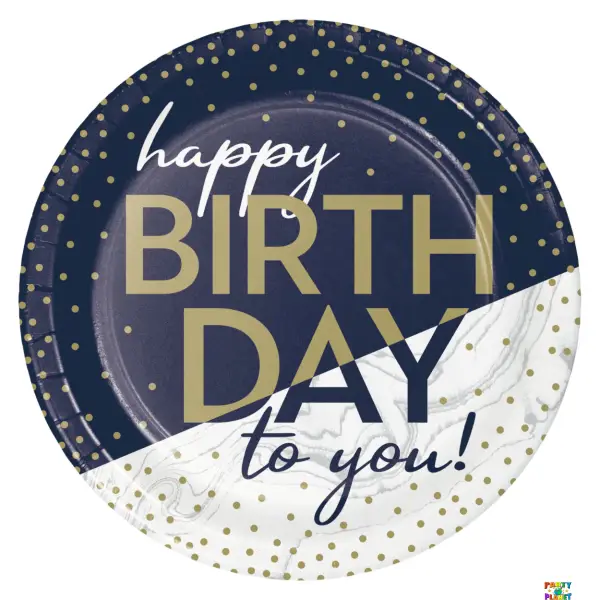 Navy & Gold Milestone 9" Plates 8CT.