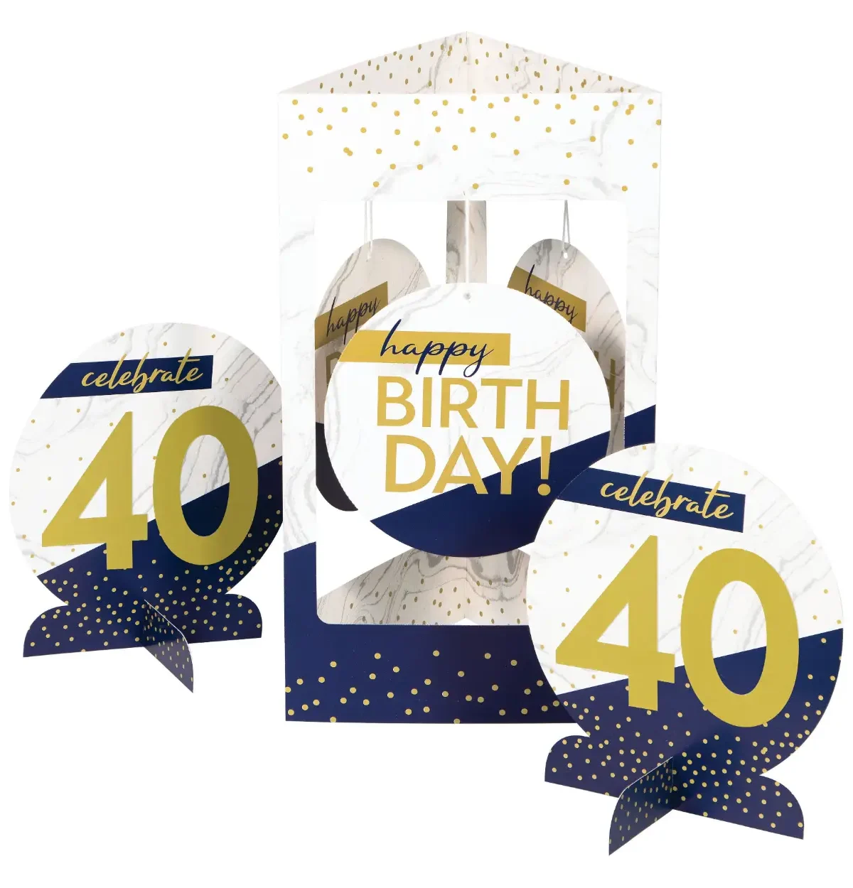 Navy & Gold Milestone Centerpiece Stand 3ct. w/stickers
