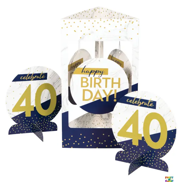 Navy & Gold Milestone Centerpiece Stand 3ct. w/stickers