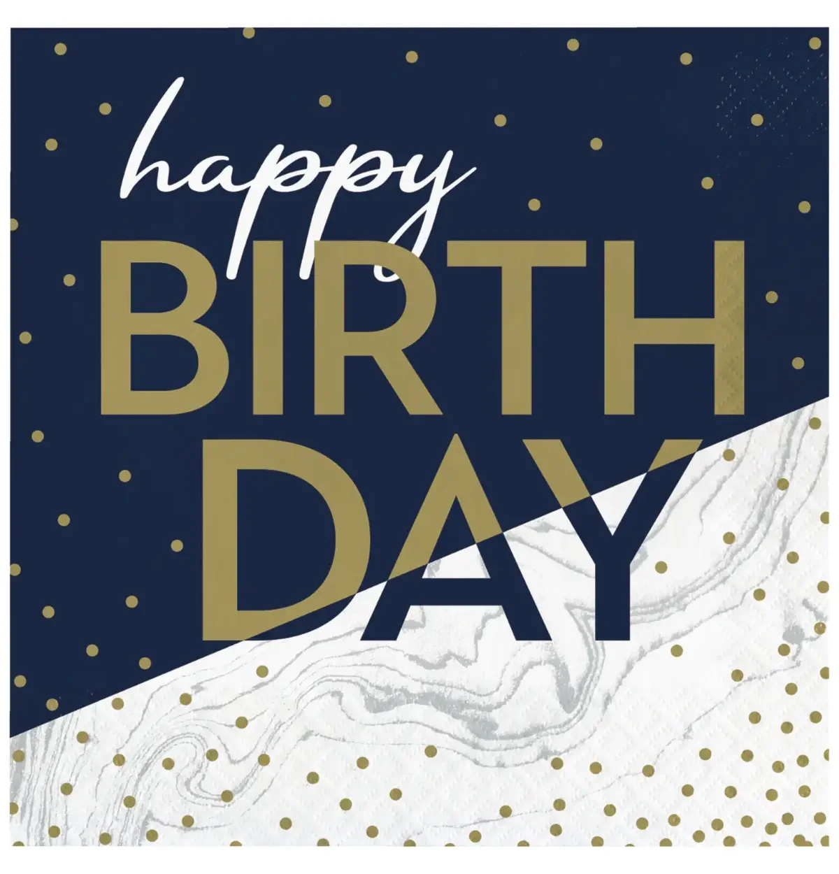 HAPPY BIRTHDAY NAVY & GOLD LUNCH NAPKINS 16CT.