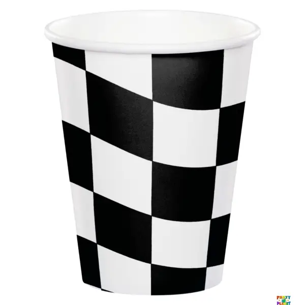 Black White Check 9oz Cups 8ct.