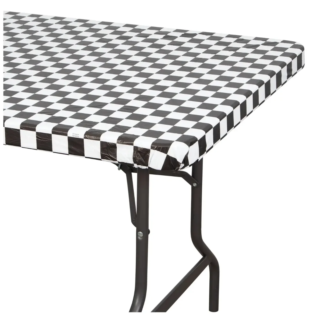 PLASTIC STAY PUT 1CT 29X72 BLACK CHECK TABLE COVER