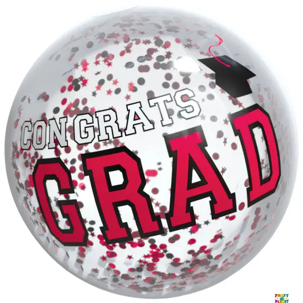 Grad Beach Ball w/Confetti - Red