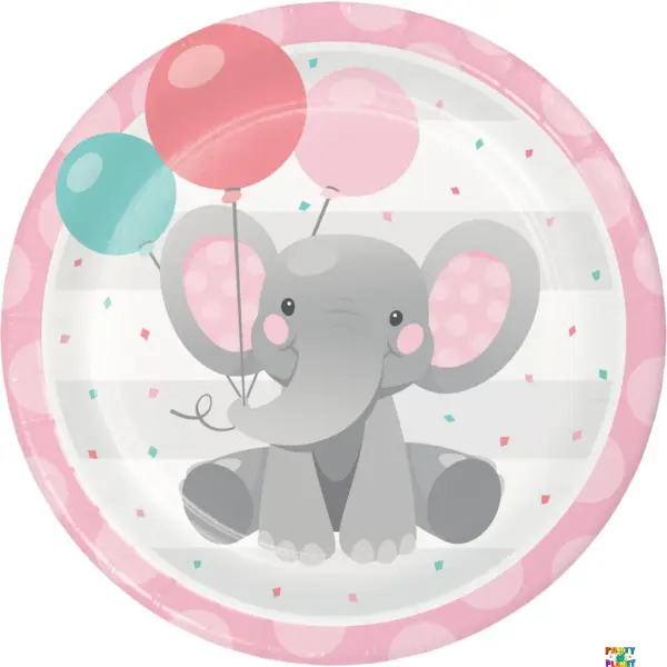 Enchanting Elephant 9" Plates 8CT. - Girl