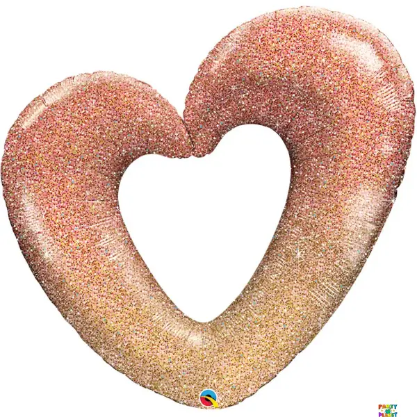 42" Rose Gold Glitter Ombr Heart Balloon #382