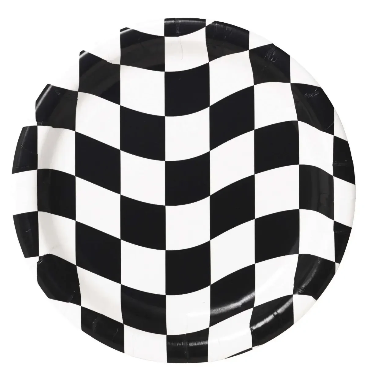Black-White Checkered 7in Plates 8ct