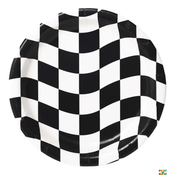 Black-White Checkered 7in Plates 8ct