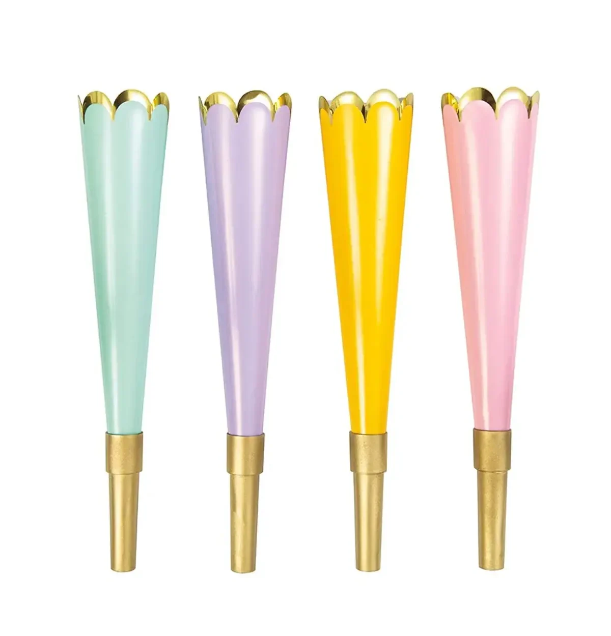 Pastel Foil Scalloped Horns 4ct