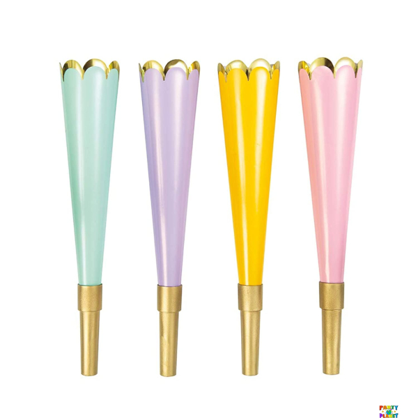 Pastel Foil Scalloped Horns 4ct
