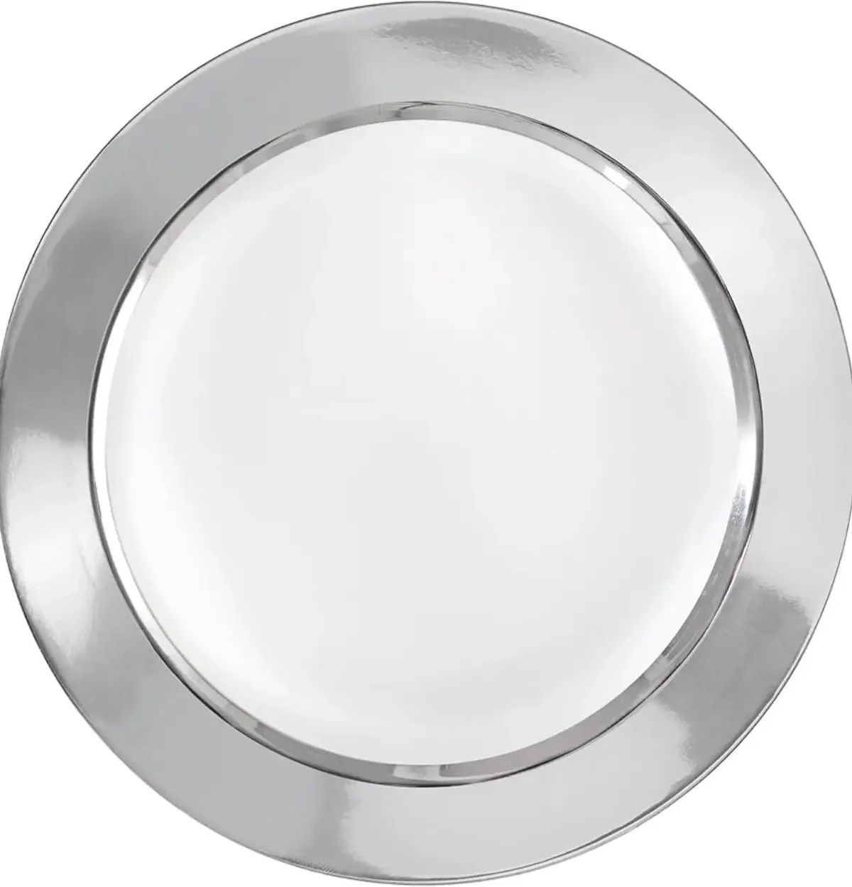 10.25" WHITE PLATE W/ SOLID SILVER HOT STAMP - 8CT