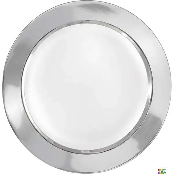 10.25" WHITE PLATE W/ SOLID SILVER HOT STAMP - 8CT