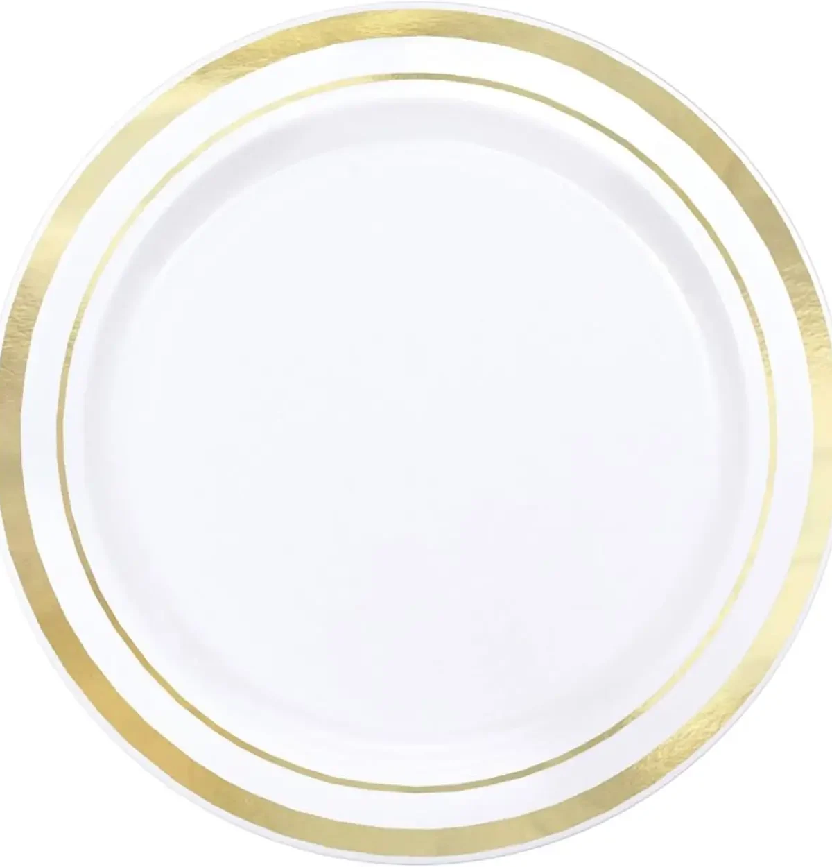 9" WHITE PLATE W/ GOLD HOT STAMP - 8CT.