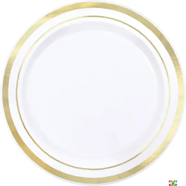 9" WHITE PLATE W/ GOLD HOT STAMP - 8CT.