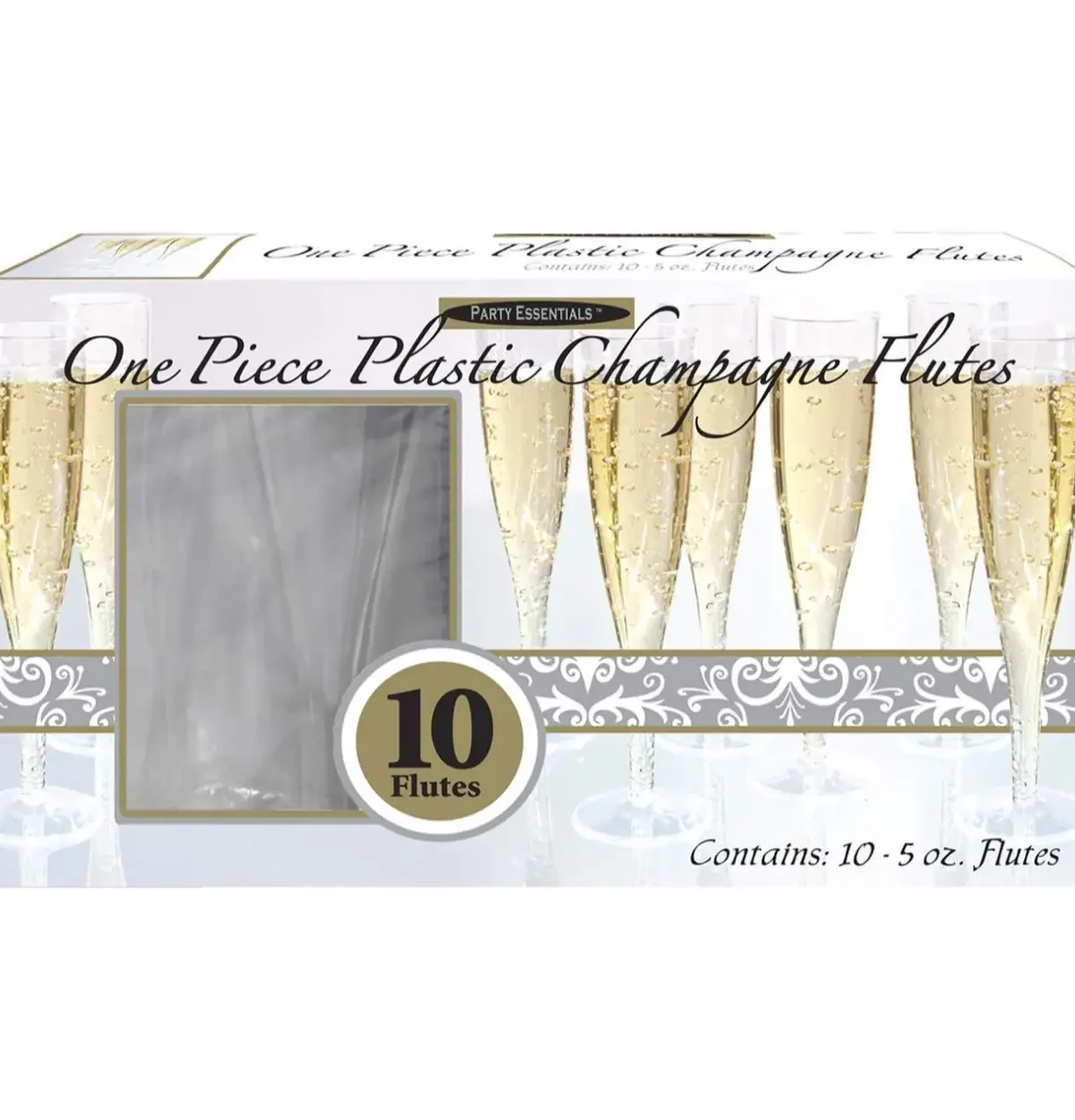 5oz Clear Plastic Champagne Flutes 10ct.