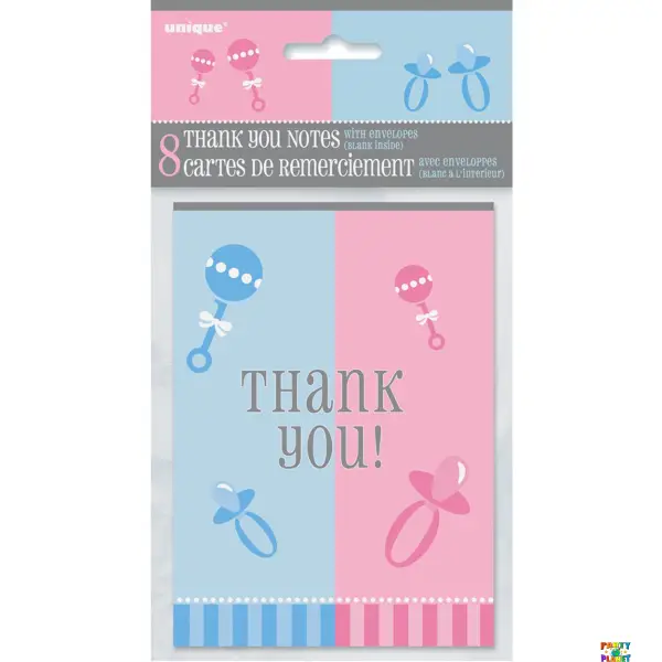 Gender Reveal Thank You Notes 8ct