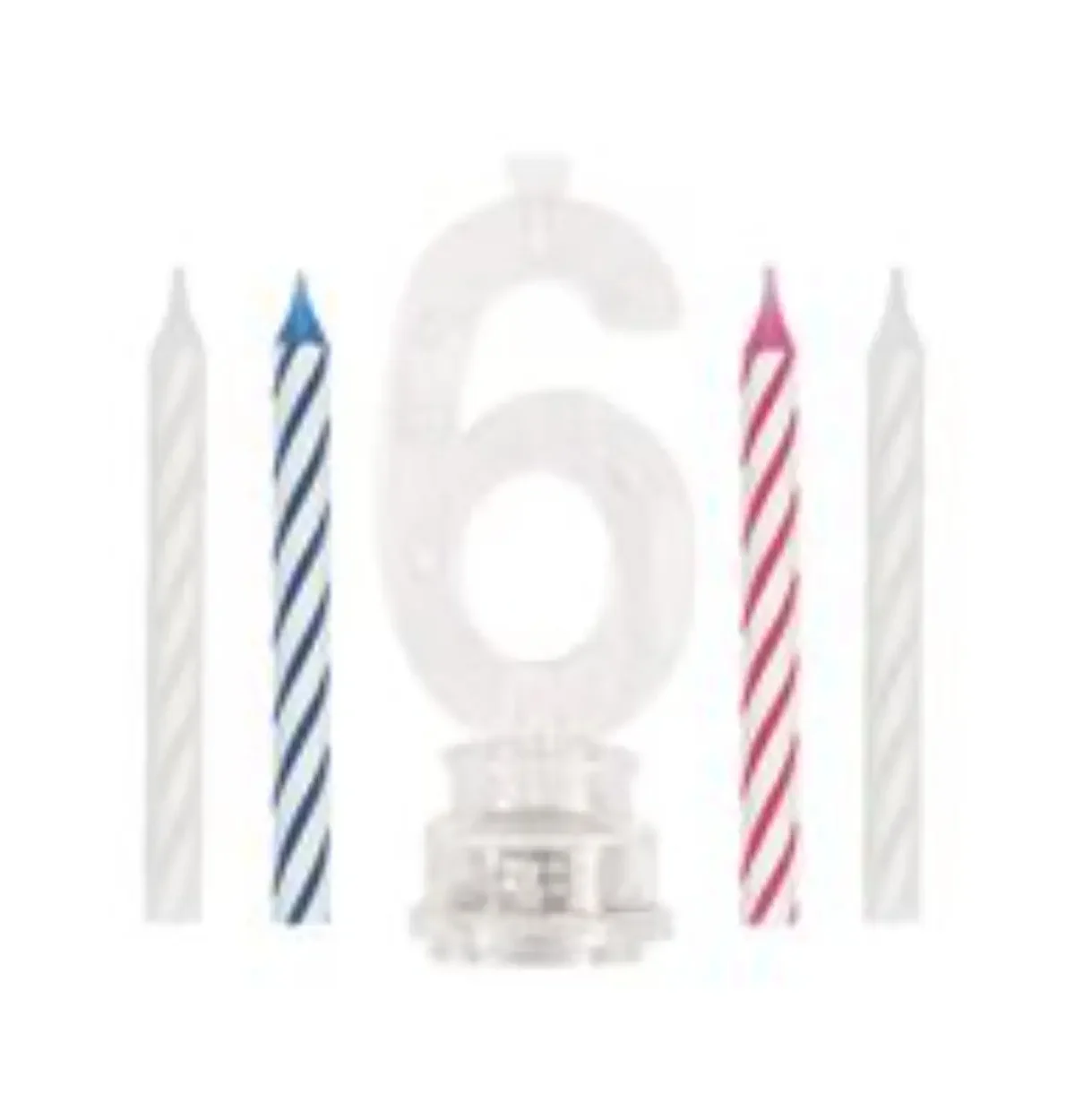 Flashing Number 6 Candle Holder with Birthday Candle