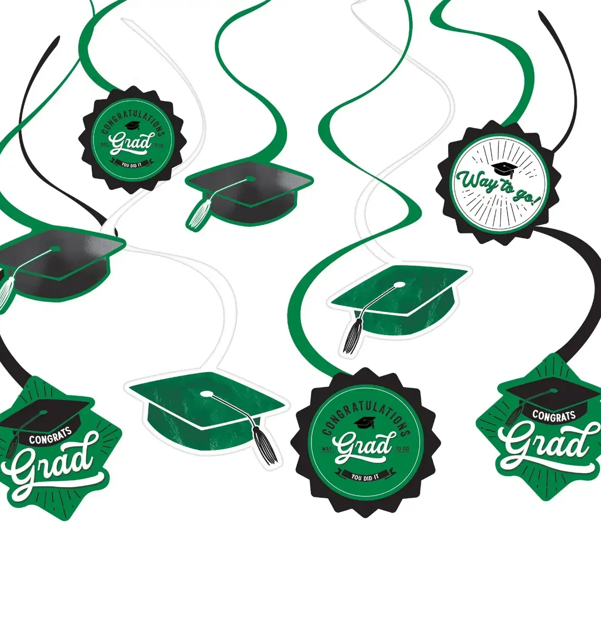 School Spirit Swirl Decorations - Green