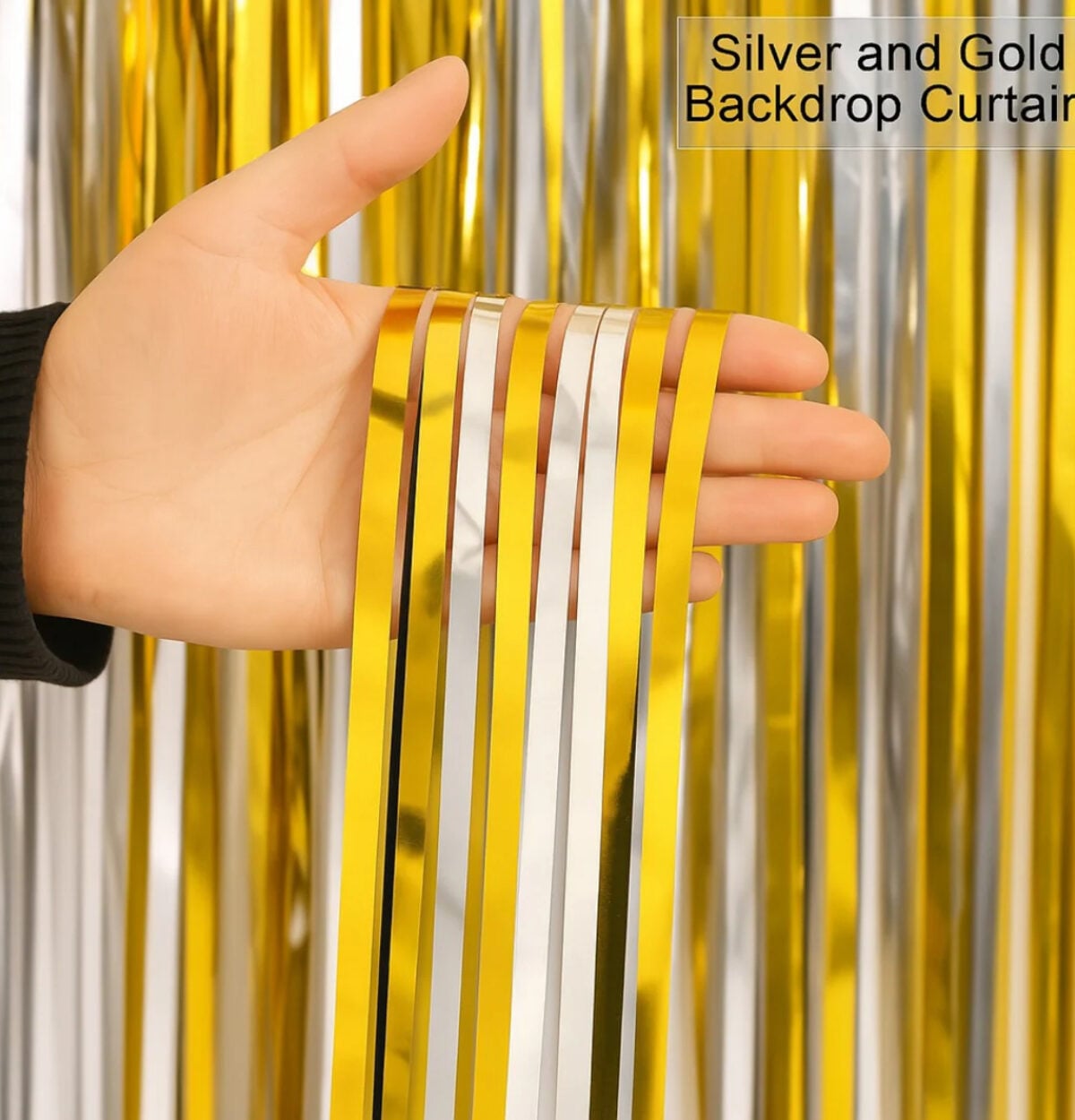 Gold and Silver Foil Door Curtain 36" x 96"