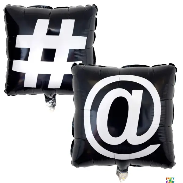18" Social Media Mylar Hashtag, @ Ballon