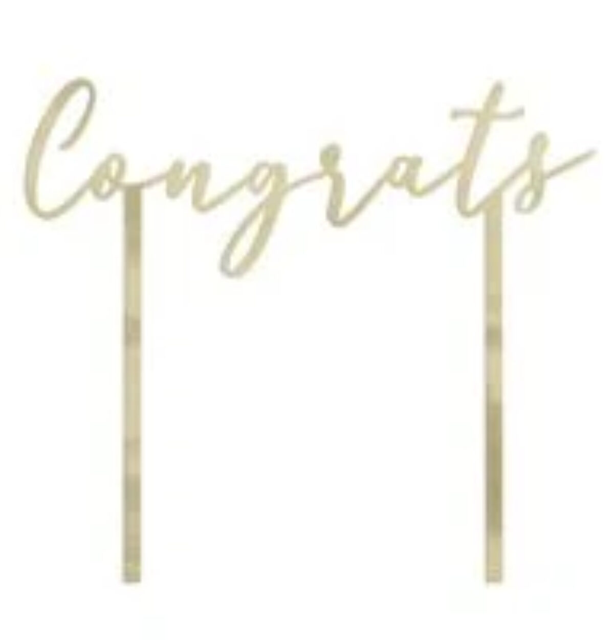 Gold Metallic Plastic "Congrats" Cake Pick