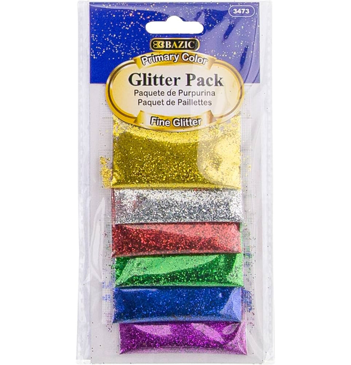 BAZIC 2g 6 Primary Color Glitter Pack