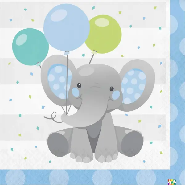Enchanting Elephants Boy Lunch Napkins - 16ct.