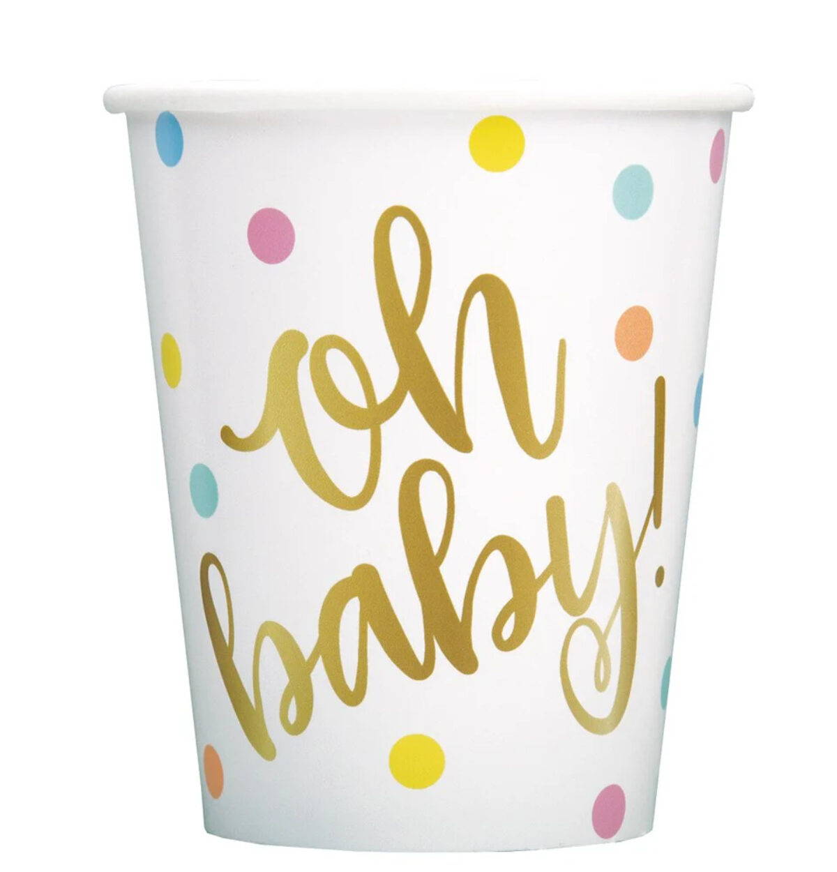 Oh Baby Gold Baby Shower 9oz Paper Cups 8ct.