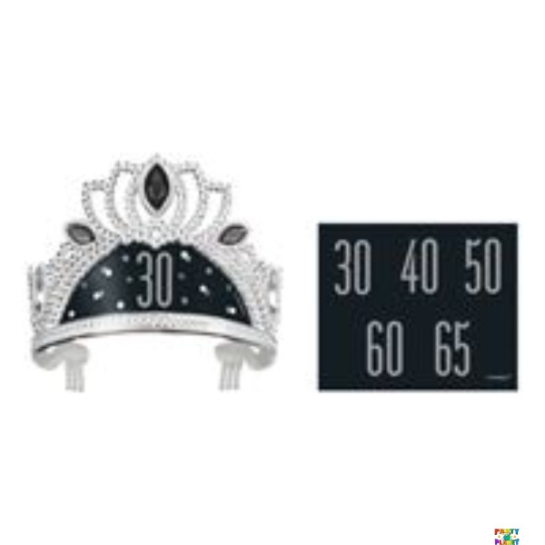 Birthday Black Glitz Plastic Tiara with Number Stickers