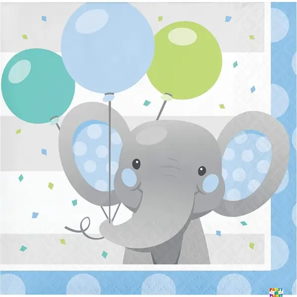 Enchanting Elephants Boy Beverage Napkins - 16ct.