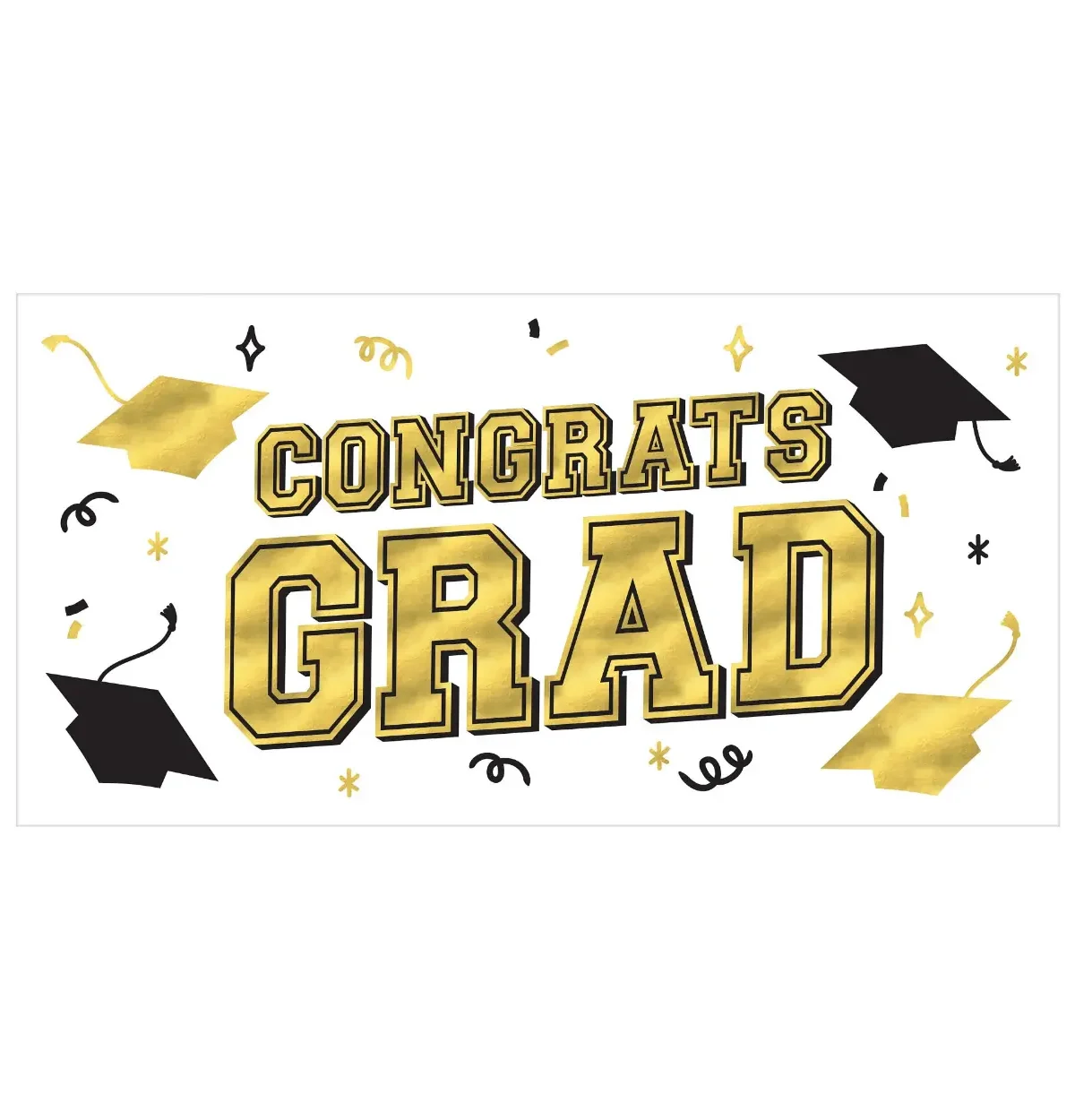 Grad Large Horizontal Banner, Black Silver Gold