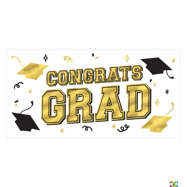 Grad Large Horizontal Banner, Black Silver Gold